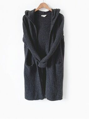 Aritzia Tna Dorset 100% Wool Long Hooded Cardigan Charcoal Gray Relaxed Maxi XS